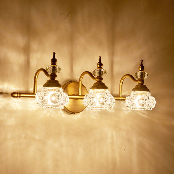 Rosdorf Park 3-Light 22.24" Antique Brass Vintage Bathroom Vanity Light ...